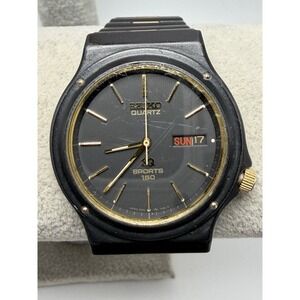 Seiko Sports 150 SQ 5H23-7029 New Battery Mens Watch 36MM 7.5" Vintage‎